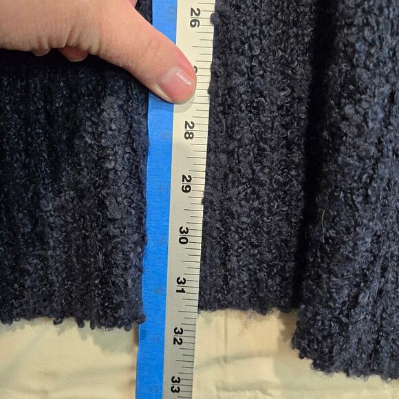 LOFT Open Front Sleeveless Cardigan Sweater Dark Blue Sz L Minimalist Comfy - Picture 9 of 10